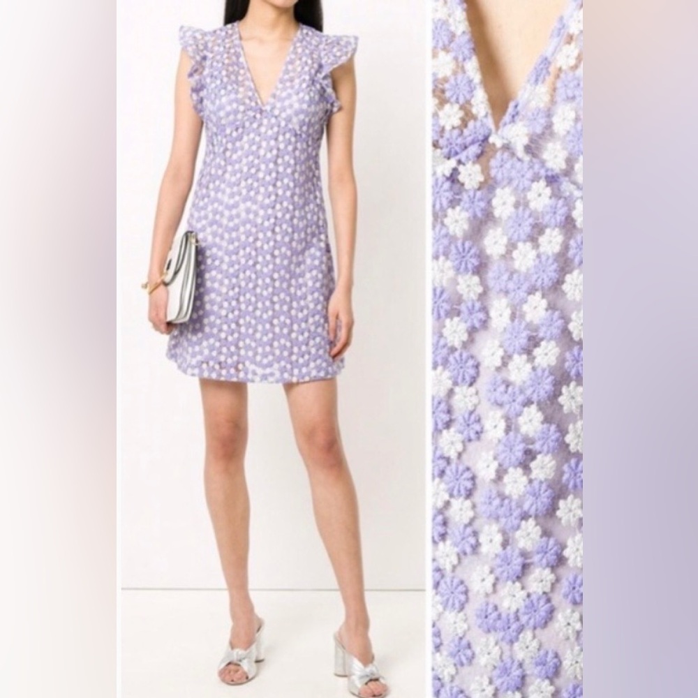 MICHAEL Michael Kors Lavender Floral Embroidered A-Line Dress Size 2